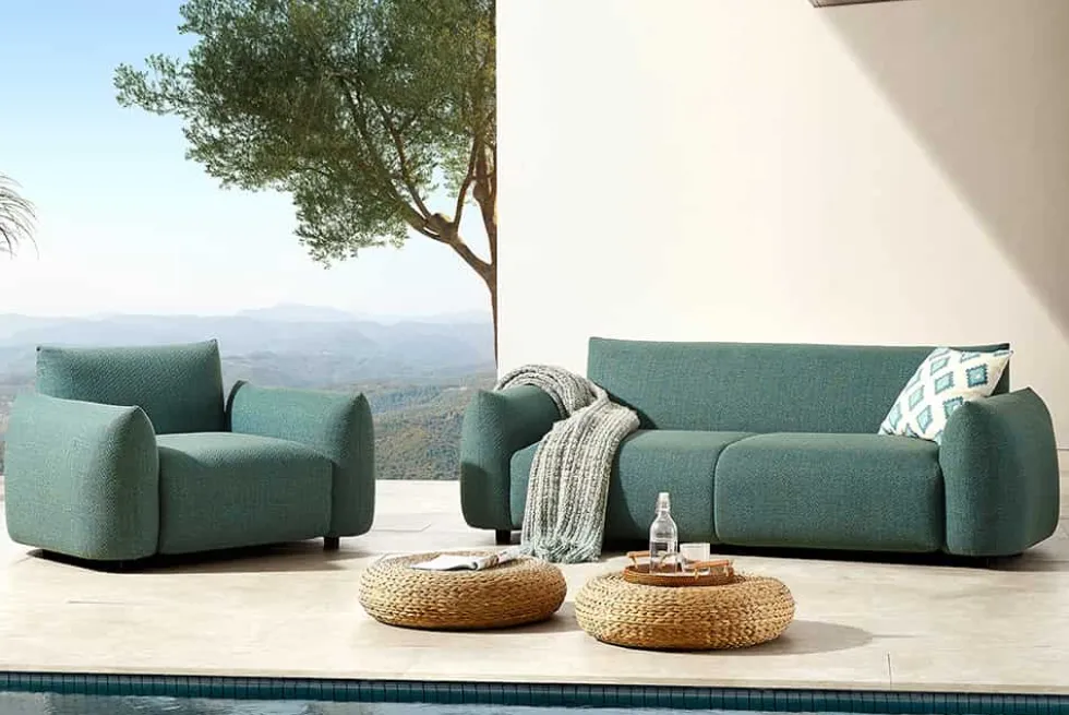 In- und Outdoor Gartensessel SEAHAWK türkis Aluminium Olefin 1-Sitzer Sofa wetterfest