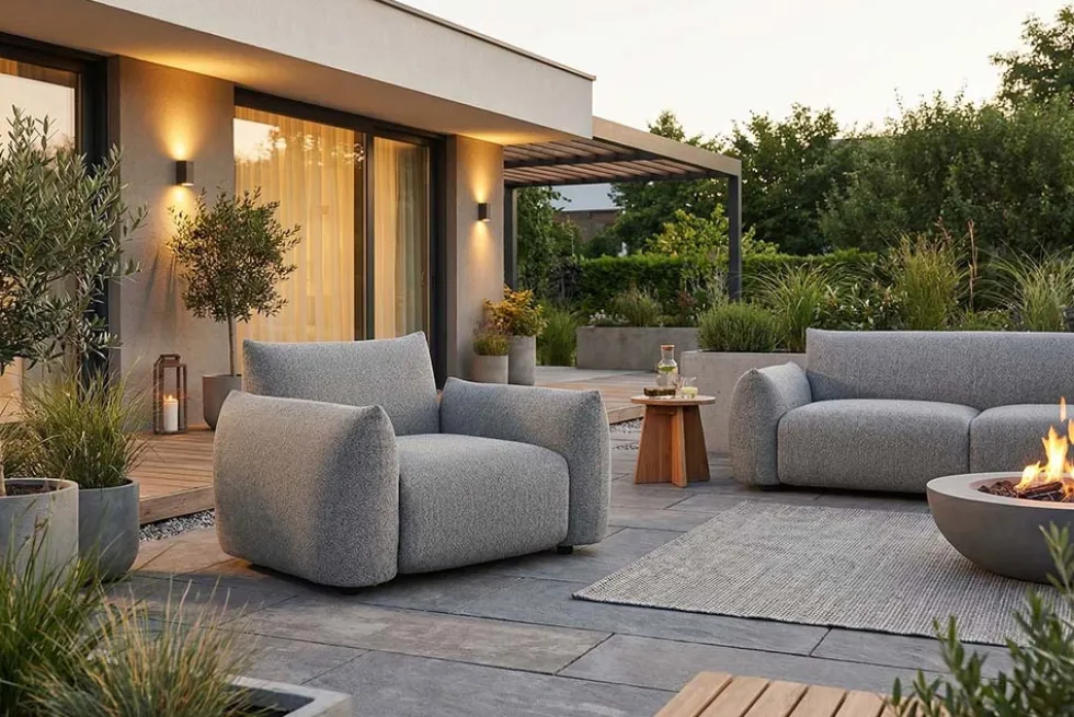 In- und Outdoor Gartensessel SEAHAWK anthrazit Aluminium Olefin 1-Sitzer Sofa wetterfest