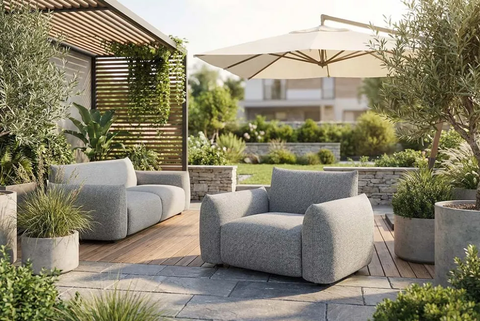 In- und Outdoor Gartensessel SEAHAWK anthrazit Aluminium Olefin 1-Sitzer Sofa wetterfest