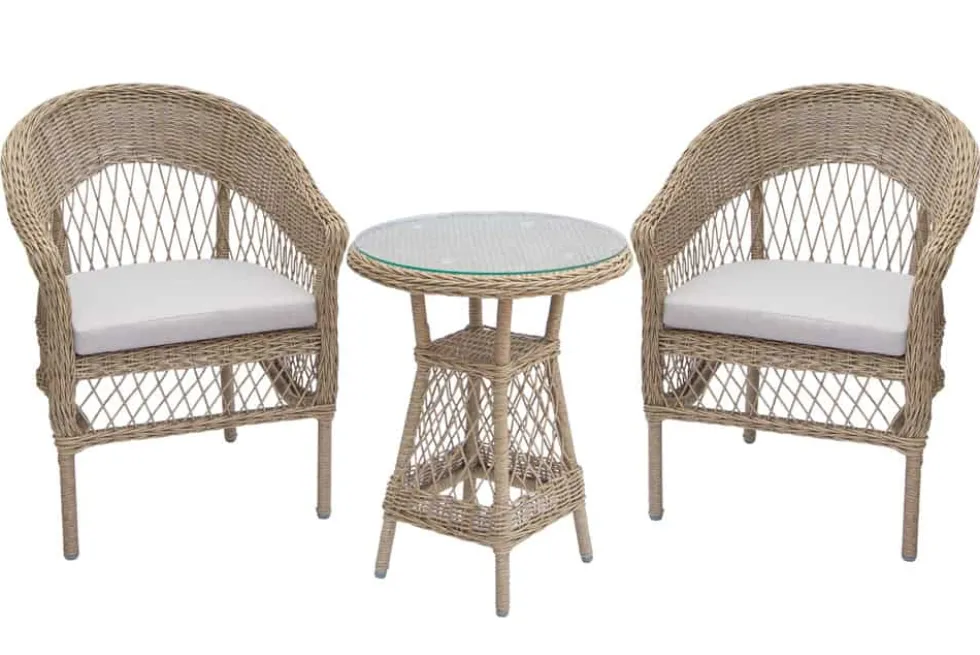 In- und Outdoor Garten-Set ELYSEE natur taupe Polyrattan Aluminium inkl. Tisch Kissen