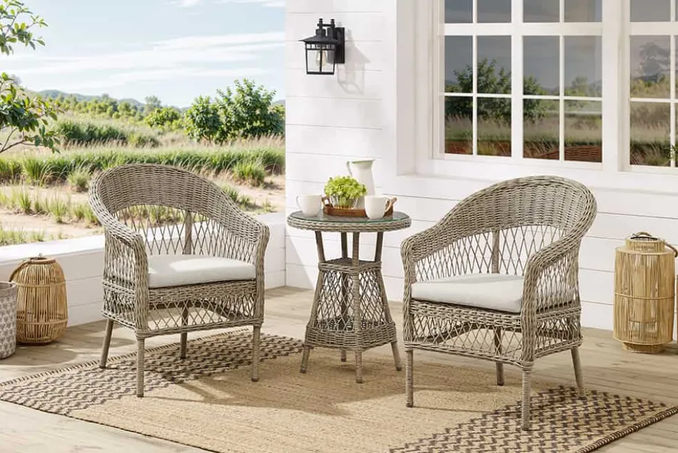 In- und Outdoor Garten-Set ELYSEE natur taupe Polyrattan Aluminium inkl. Tisch Kissen
