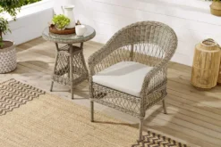 In- und Outdoor Garten-Set ELYSEE natur taupe Polyrattan Aluminium inkl. Tisch Kissen