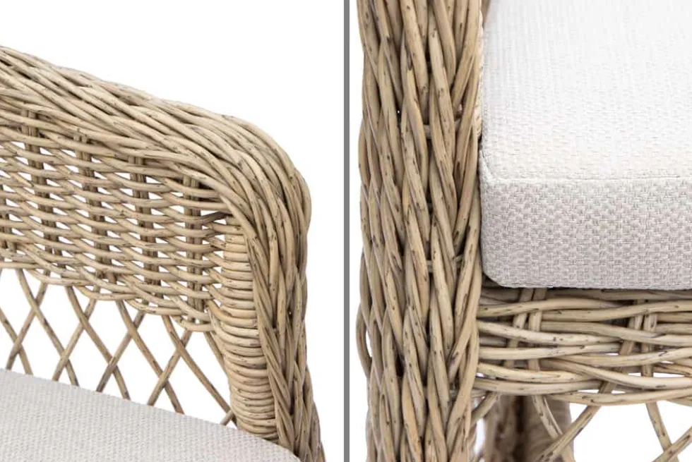 In- und Outdoor Garten-Set ELYSEE natur taupe Polyrattan Aluminium inkl. Tisch Kissen