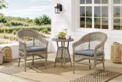 In- und Outdoor Garten-Set ELYSEE natur grau Polyrattan Aluminium inkl. Tisch Kissen