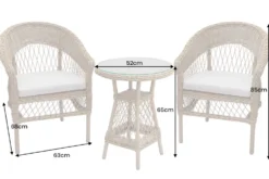 In- und Outdoor Garten-Set ELYSEE natur grau Polyrattan Aluminium inkl. Tisch Kissen