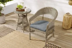 In- und Outdoor Garten-Set ELYSEE natur grau Polyrattan Aluminium inkl. Tisch Kissen