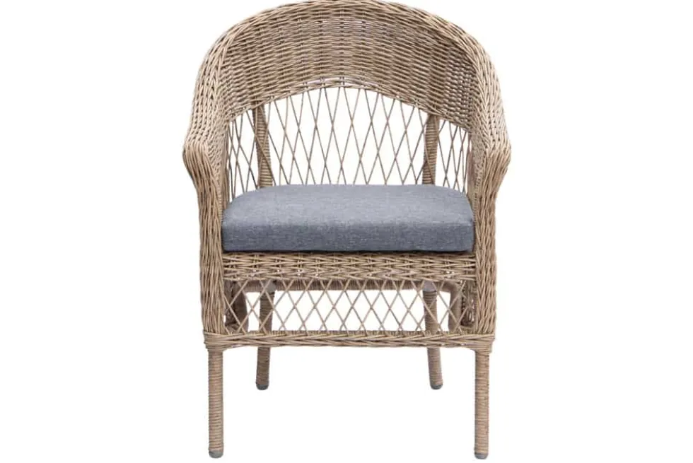 In- und Outdoor Garten-Set ELYSEE natur grau Polyrattan Aluminium inkl. Tisch Kissen