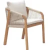In- und Outdoor Gartenstuhl BALI ROPE natur beige Akazie wetterfest mit Armlehne Kissen