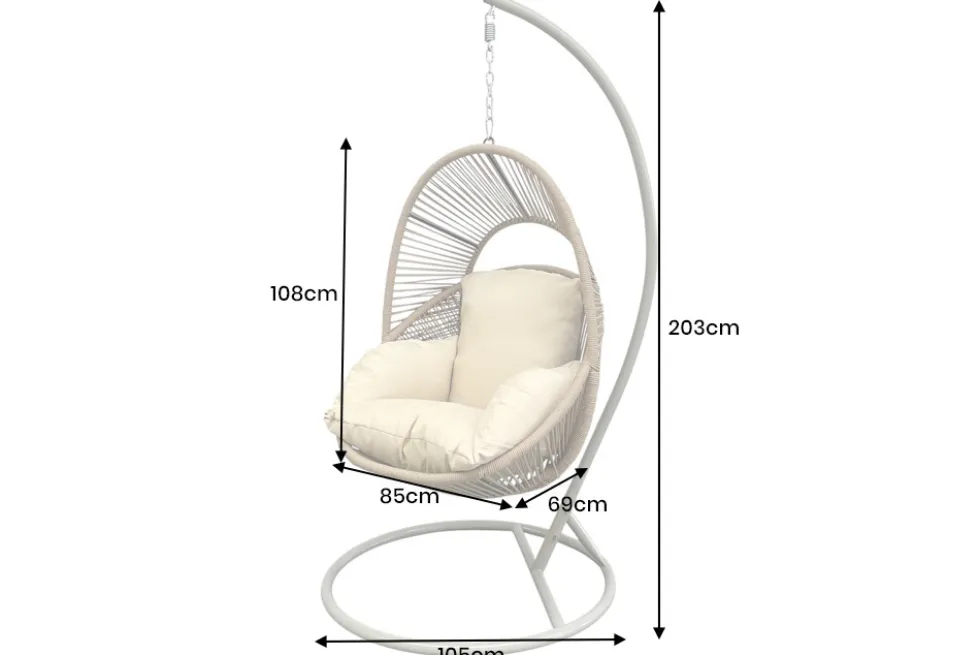 In- und Outdoor Hängesessel AIR ROPE beige greige inkl. Kissen
