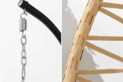 In- und Outdoor Hängesessel IBIZA natur beige Rattan mit Gestell wetterfest inkl. Kissen