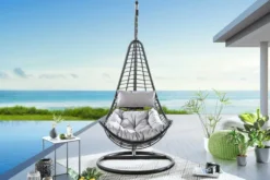 In- und Outdoor Hängesessel LOFT WIDE grau schwarz Hängestuhl inkl. Kissen wetterfest