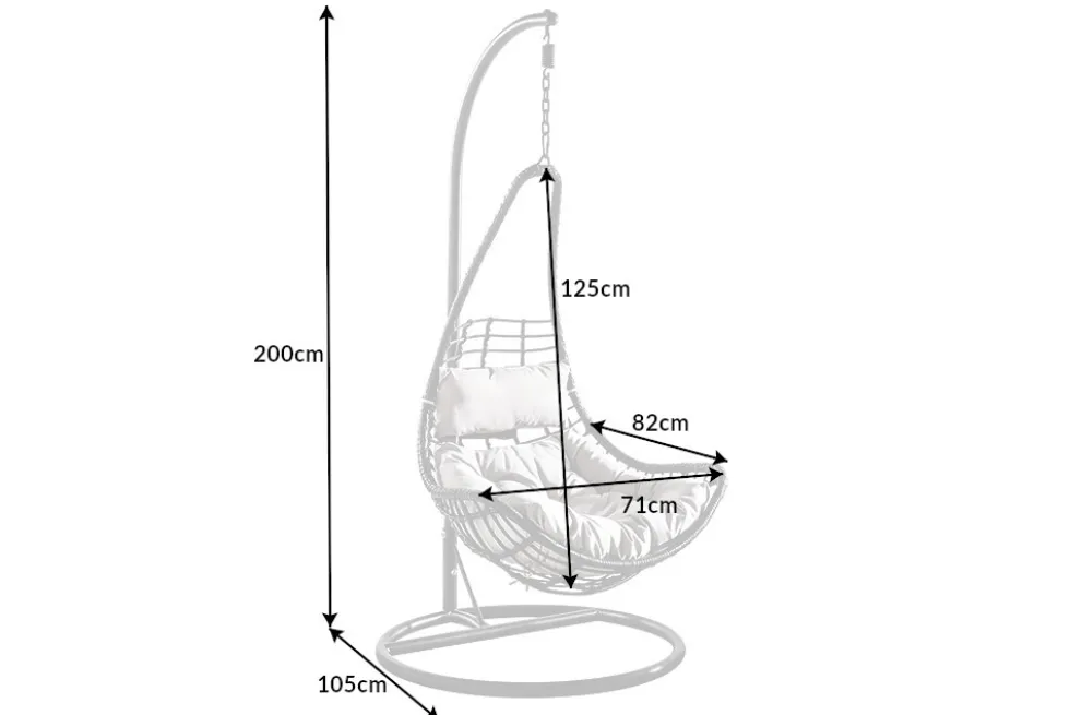 In- und Outdoor Hängesessel LOFT WIDE grau schwarz Hängestuhl inkl. Kissen wetterfest
