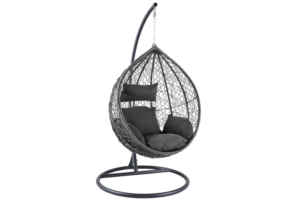 In- und Outdoor Hängesessel LOFT anthrazit grau Gartenstuhl inklusive Kissen wetterfest