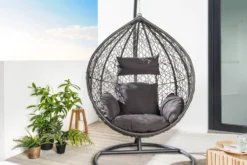 In- und Outdoor Hängesessel LOFT anthrazit grau Gartenstuhl inklusive Kissen wetterfest