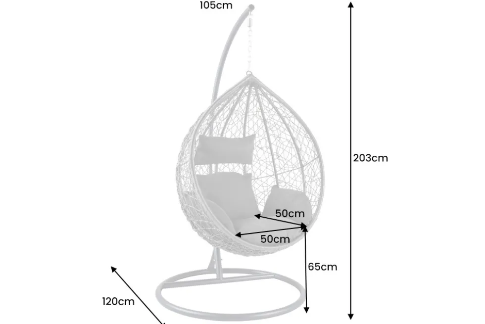 In- und Outdoor Hängesessel LOFT anthrazit grau Gartenstuhl inklusive Kissen wetterfest