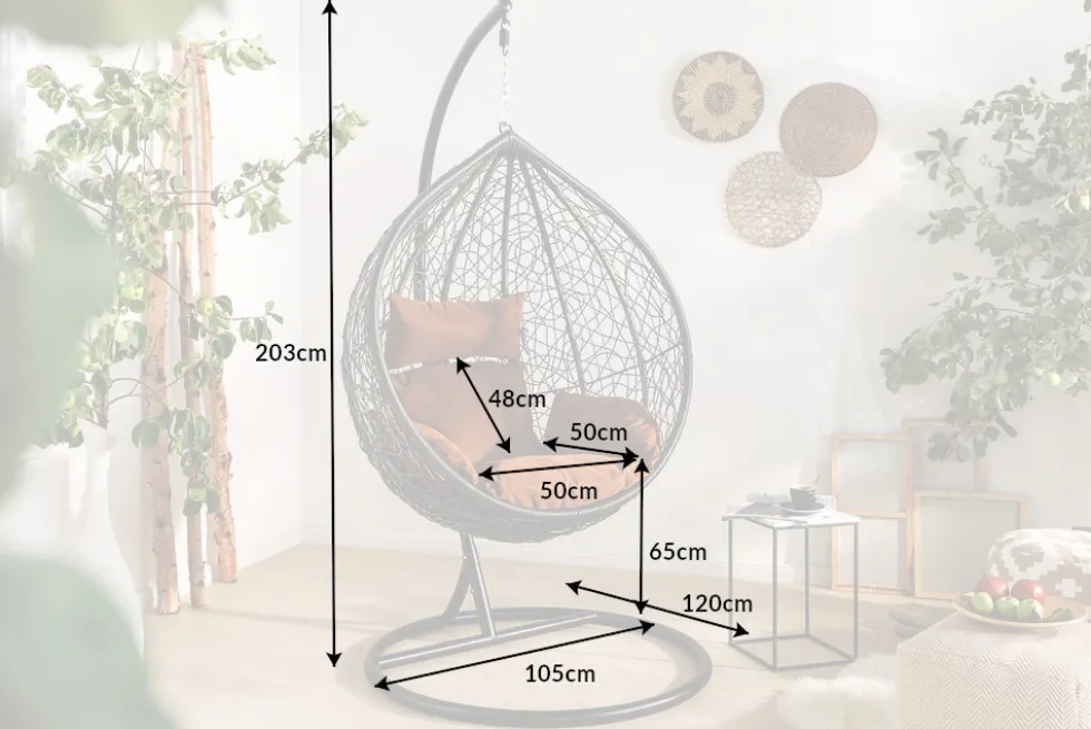 In- und Outdoor Hängesessel LOFT anthrazit Hängestuhl inkl. Kissen wetterfest