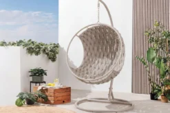 In- und Outdoor Hängesessel ROPE greige mit Gestell wetterfest inkl. Kissen