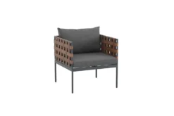 In- und Outdoor Lounge-Sessel UNIQUE 70cm schwarz braun grau Aluminium inkl. Kissen