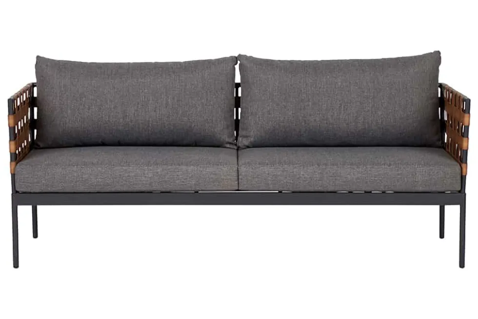 In- und Outdoor Lounge-Sofa UNIQUE 185cm schwarz braun grau Aluminium 2-Sitzer inkl. Kissen