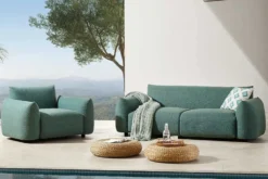 In- und Outdoor Sofa SEAHAWK 205cm türkis Aluminium Olefin wetterfest 2-Sitzer Couch