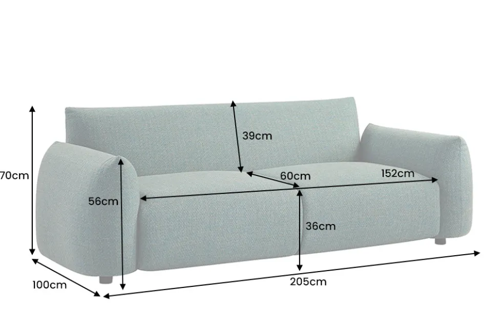 In- und Outdoor Sofa SEAHAWK 205cm türkis Aluminium Olefin wetterfest 2-Sitzer Couch