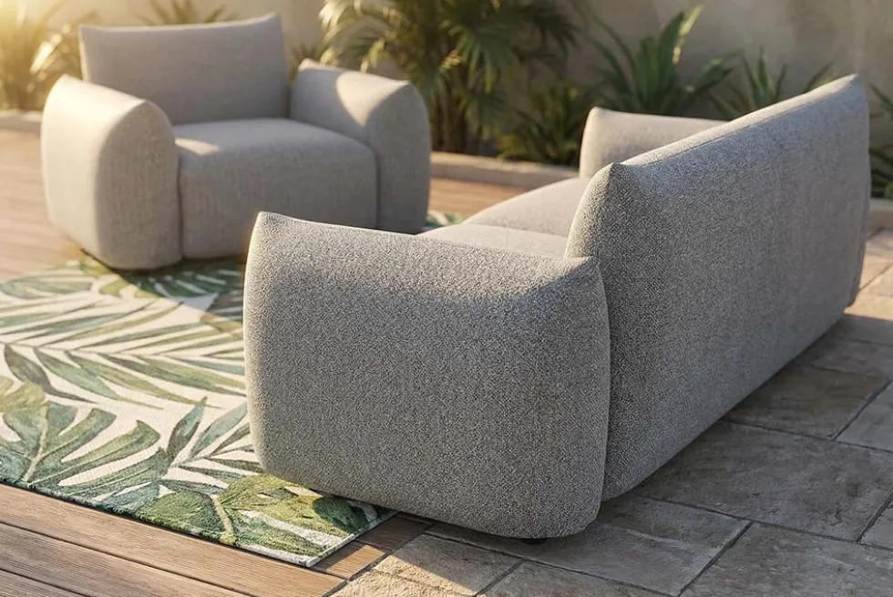 In- und Outdoor Sofa SEAHAWK 205cm anthrazit Aluminium Olefin wetterfest 2-Sitzer Couch