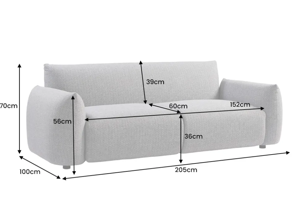 In- und Outdoor Sofa SEAHAWK 205cm anthrazit Aluminium Olefin wetterfest 2-Sitzer Couch