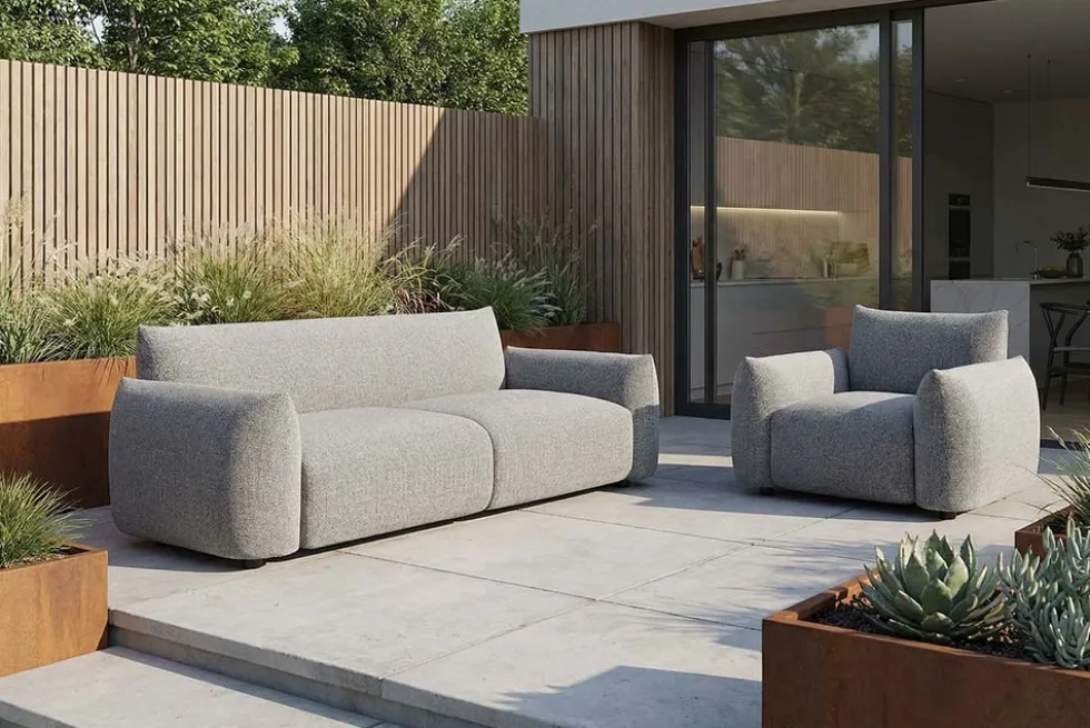 In- und Outdoor Sofa SEAHAWK 205cm anthrazit Aluminium Olefin wetterfest 2-Sitzer Couch