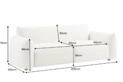 In- und Outdoor Sofa SEAHAWK 205cm creme Aluminium Olefin wetterfest 2-Sitzer Couch