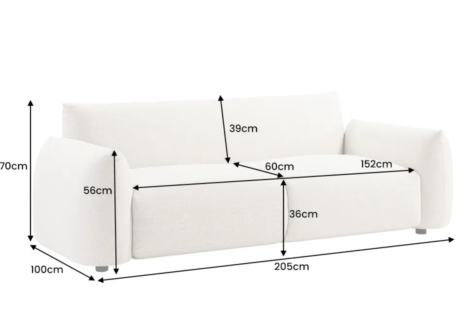 In- und Outdoor Sofa SEAHAWK 205cm creme Aluminium Olefin wetterfest 2-Sitzer Couch