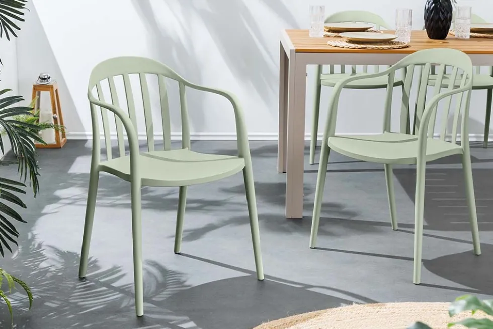 In- und Outdoor Stuhl STUDIO ITALIA salbei stapelbar Kunststoff Gartenstuhl