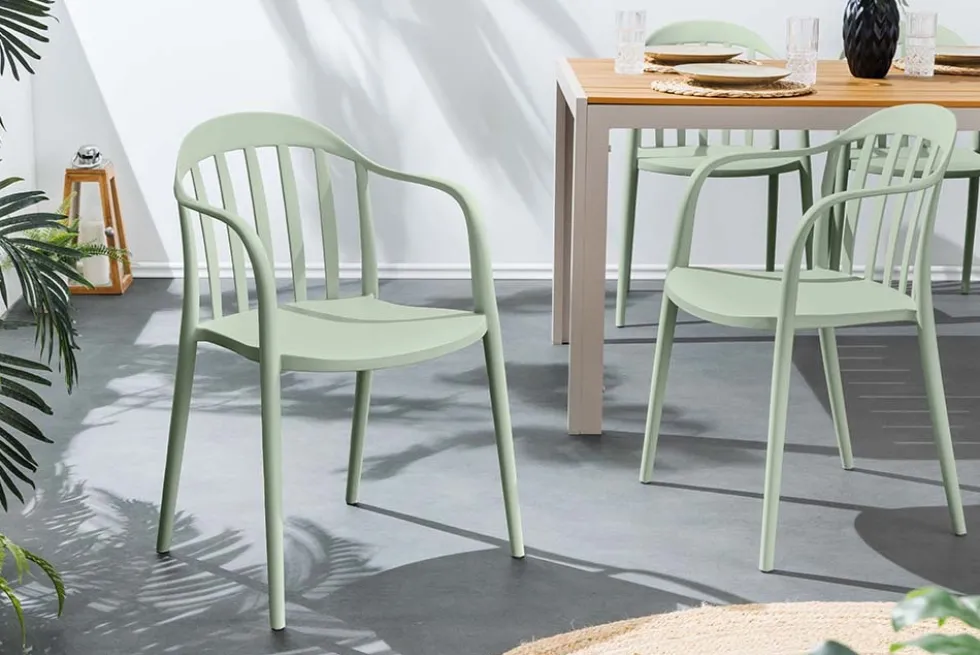In- und Outdoor Stuhl STUDIO ITALIA salbei stapelbar Kunststoff Gartenstuhl