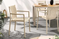 In- und Outdoor Stuhl STUDIO ITALIA greige stapelbar wetterfest Gartenstuhl