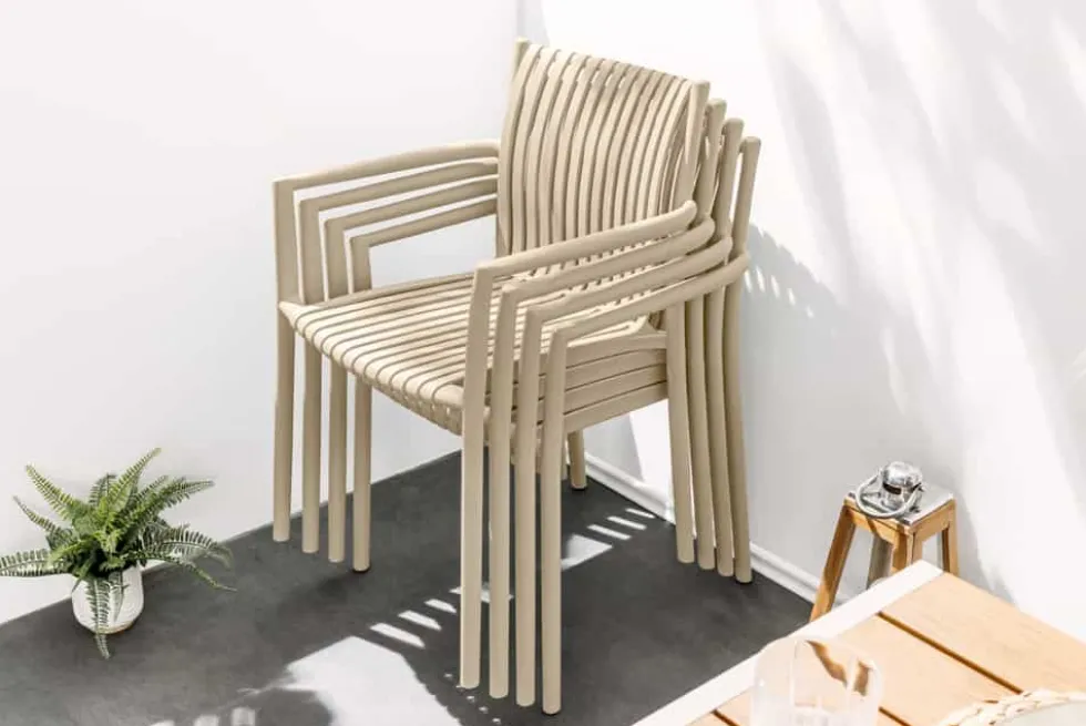 In- und Outdoor Stuhl STUDIO ITALIA greige stapelbar wetterfest Gartenstuhl