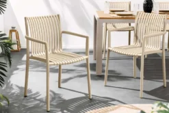 In- und Outdoor Stuhl STUDIO ITALIA greige stapelbar wetterfest Gartenstuhl