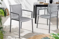 In- und Outdoor Stuhl STUDIO ITALIA anthrazit stapelbar wetterfest Gartenstuhl