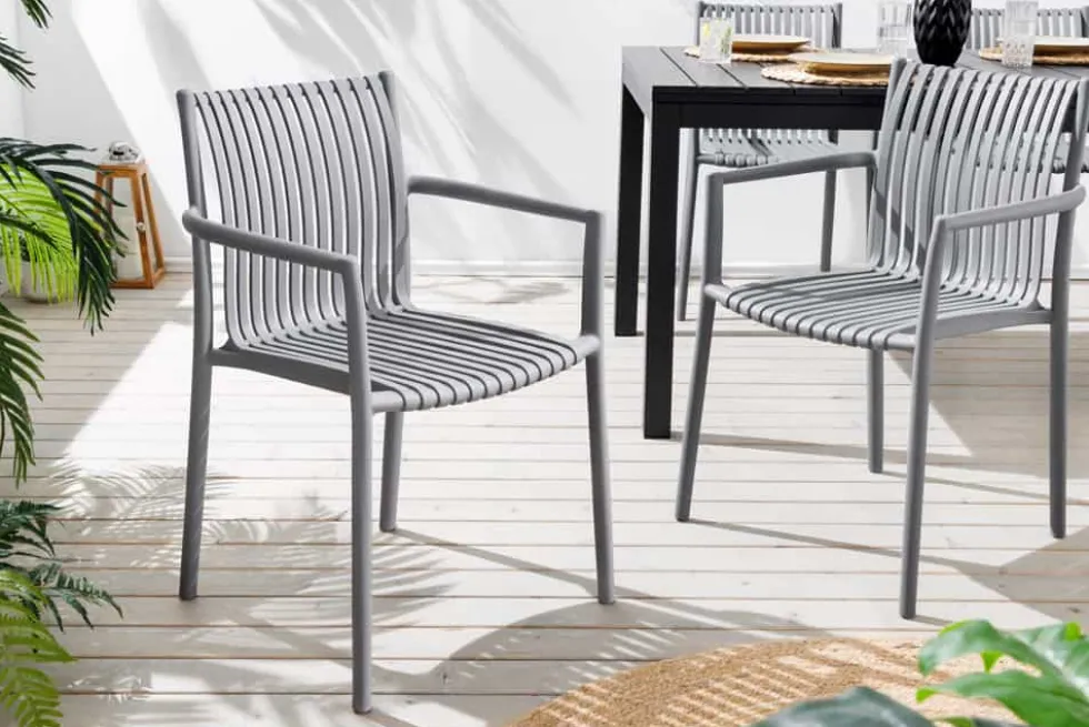 In- und Outdoor Stuhl STUDIO ITALIA anthrazit stapelbar wetterfest Gartenstuhl