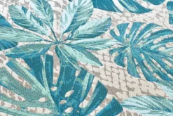 In- und Outdoor Teppich LEAF 175x120cm türkis weiß Blätter-Design Läufer wetterfest