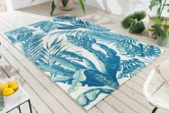 In- und Outdoor Teppich LEAF 240x160cm grün beige Blatt-Design wetterfest