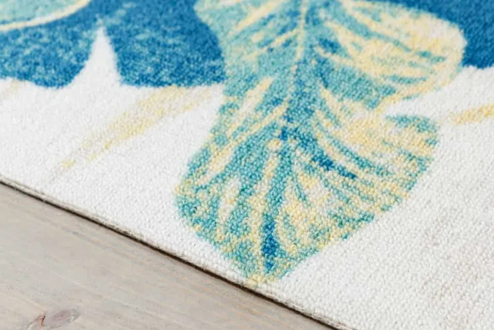 In- und Outdoor Teppich LEAF 240x160cm grün beige Blatt-Design wetterfest