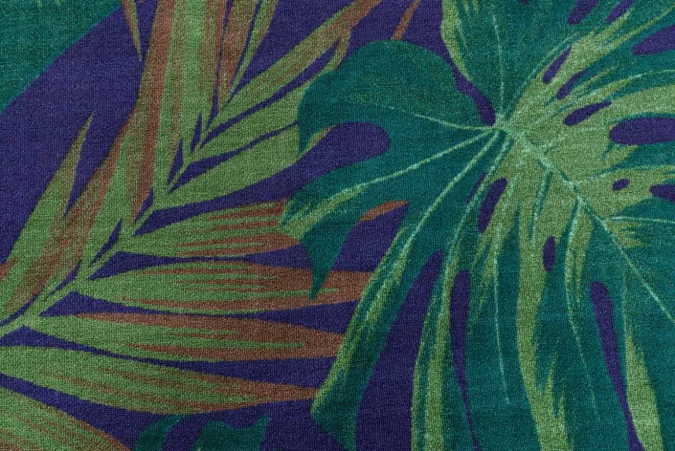 In- und Outdoor Teppich LEAF 240x160cm grün blau Blatt-Design wetterfest
