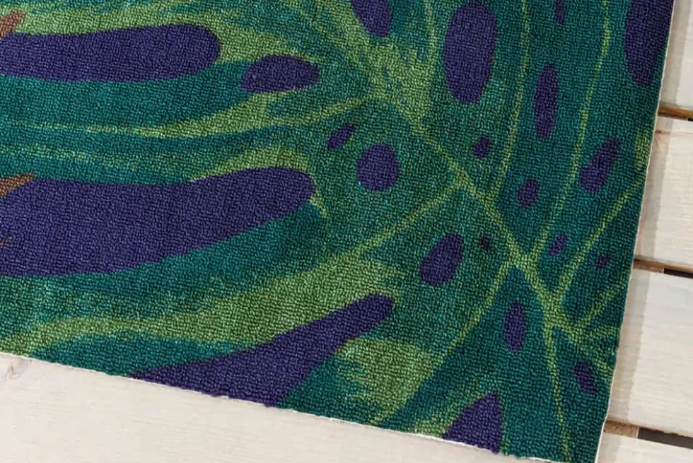In- und Outdoor Teppich LEAF 240x160cm grün blau Blatt-Design wetterfest