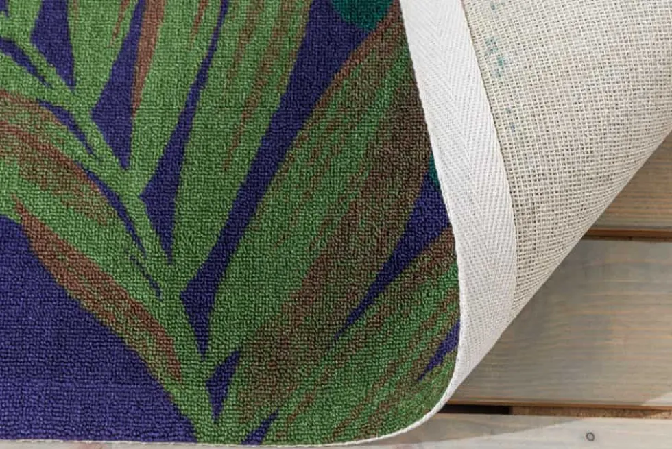 In- und Outdoor Teppich LEAF 240x160cm grün blau Blatt-Design wetterfest