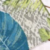 In- und Outdoor Teppich LEAF 235x160cm türkis grün weiß Blätter florales Design wetterfest