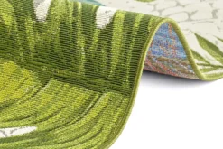 In- und Outdoor Teppich LEAF 235x160cm türkis grün weiß Blätter florales Design wetterfest