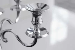 Kerzenständer MODERN BAROCK 40cm silber 5-armig Lüster Aluminium poliert Kerzenhalter