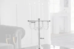 Kerzenständer MODERN BAROCK 40cm silber 5-armig Lüster Aluminium poliert Kerzenhalter