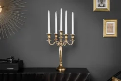 Kerzenständer MODERN BAROCK 40cm gold 5-armig Lüster Aluminium poliert Kerzenhalter