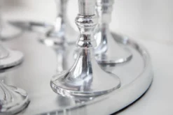 Kerzenständer MODERN BAROCK 30cm 9-flammig silber Aluminium poliert Kerzenhalter Deko-Platte