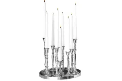 Kerzenständer MODERN BAROCK 30cm 9-flammig silber Aluminium poliert Kerzenhalter Deko-Platte